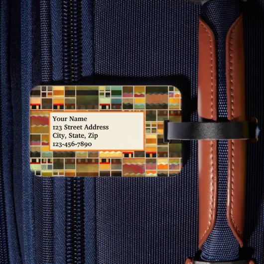 Kleurrijk Glas in lood geometrisch patroon Bagagelabel (Achterkant Insitu 2)