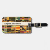 Kleurrijk Glas in lood geometrisch patroon Bagagelabel (Voorkant horizontaal)