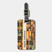 Kleurrijk Glas in lood geometrisch patroon Bagagelabel (Voorkant verticaal)