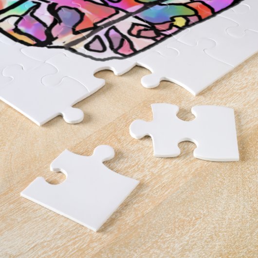 Kleurrijk Glas in lood Kat Puzzle Legpuzzel (Zijkant)