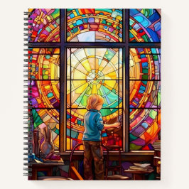 KLEURRIJK GLAS IN LOOD KIND IN DE KLAS NOTITIEBOEK