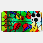 Kleurrijk Glas in lood Kunstwerk met Vogels Case-Mate iPhone Case (Achterkant (horizontaal))