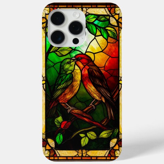 Kleurrijk Glas in lood Kunstwerk met Vogels Case-Mate iPhone Case (Achterkant)