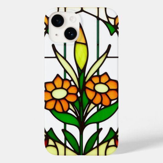 Kleurrijk Glas in lood met bloemen Case-Mate iPhone Case (Achterkant)