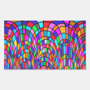 Kleurrijk Glas-in-Lood Mozaïek Abstracte Kunst Rechthoekige Sticker