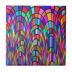 Kleurrijk Glas-in-Lood Mozaïek Abstracte Kunst Tegeltje