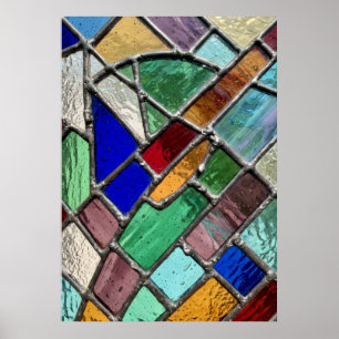 Kleurrijk Glas-in-Lood Mozaïekpatroon Kunst Poster