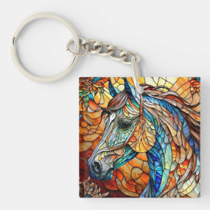 Kleurrijk Glas-in-Lood Paard 25 Sleutelhanger