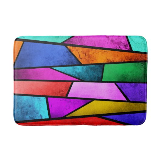 Kleurrijk Glas in lood Paars Blauw Blauwgroen Bath Badmat (Voorkant)