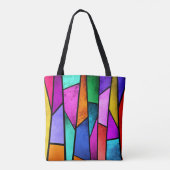 Kleurrijk Glas in lood Paars Blauw Blauwgroen Roze Tote Bag (Achterkant)