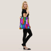 Kleurrijk Glas in lood Paars Blauw Blauwgroen Roze Tote Bag (Op model)