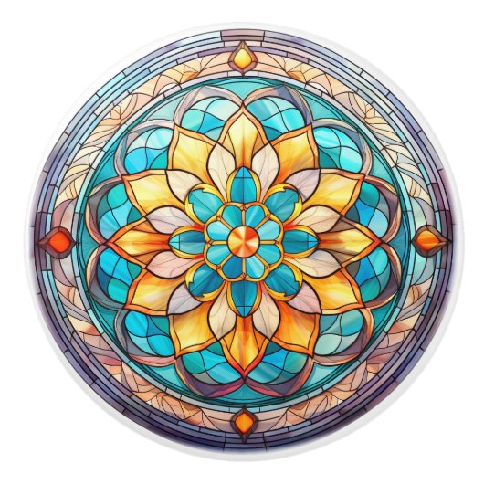 Kleurrijk Glas in lood Patroon Keramische Knop (Voorkant)