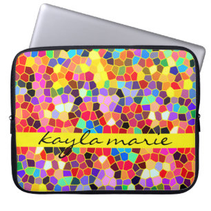 Kleurrijk Glas in lood Regenboog Abstracte mozaïe Laptop Sleeve