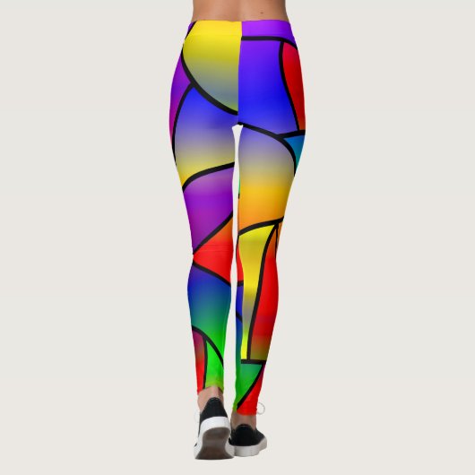 Kleurrijk Glas in lood rood, blauw, Paars, geel Leggings (Achterkant)