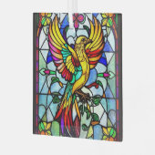 Kleurrijk Glas in lood Vogeldier Geïnspireerd Glas Ornament (Voorkant links)