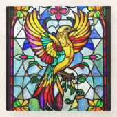 Kleurrijk Glas in lood Vogeldier Geïnspireerd Glazen Onderzetter (Voorkant)