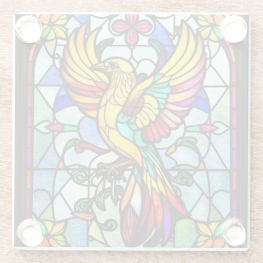 Kleurrijk Glas in lood Vogeldier Geïnspireerd Glazen Onderzetter (Achterkant)
