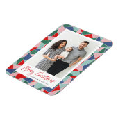 Kleurrijk Glas in lood Vrolijk kerstfeest foto Magneet (Linkerzijde)