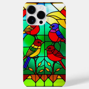 Kleurrijk glas-in-loodkunstwerk met vogels Case-Mate iPhone 14 pro max hoesje