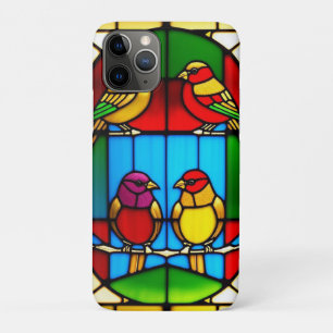 Kleurrijk glas-in-loodkunstwerk met vogels Case-Mate iPhone case