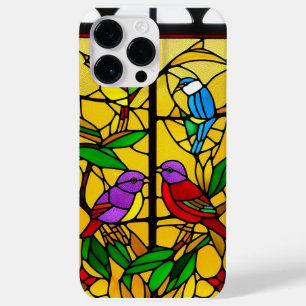 Kleurrijk glas-in-loodkunstwerk met vogels Case-Mate iPhone 14 pro max hoesje