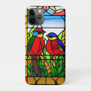 Kleurrijk glas-in-loodkunstwerk met vogels Case-Mate iPhone case