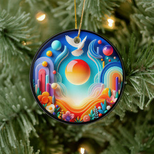 Kleurrijk Glazen Abstracte Duif Regenboog Tuin Keramisch Ornament