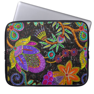Kleurrijk glazen kralen Retro groot Floral ontwerp Laptop Sleeve