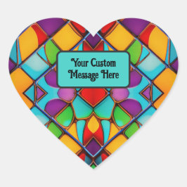 Kleurrijk glazen venster: voeg een boodschap van l hart sticker