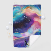 Kleurrijk Glitter Agaat Patroon Monogram Golfhanddoek (Insitu)