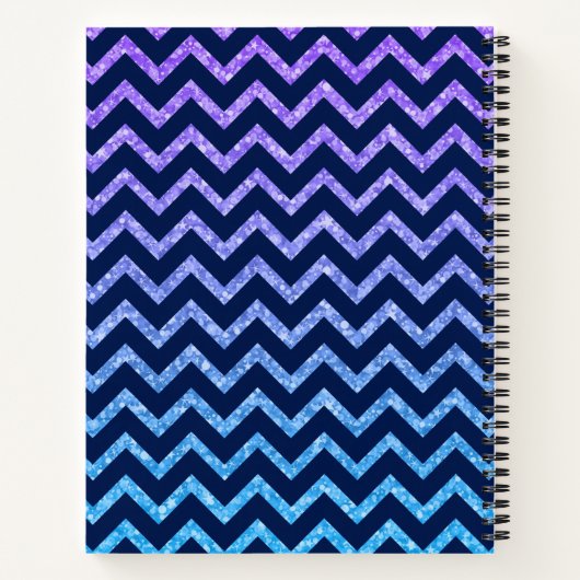 Kleurrijk Glitter Blauw Chevron Patroon Notitieboek (Achterkant)