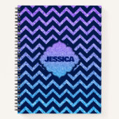 Kleurrijk Glitter Blauw Chevron Patroon Notitieboek (Voorkant)