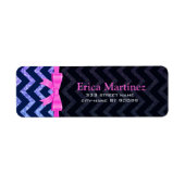 Kleurrijk Glitter Blauw Zigzag Chevron Patroon Etiket (Voorkant)