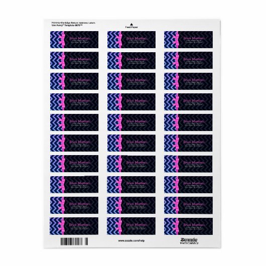 Kleurrijk Glitter Blauw Zigzag Chevron Patroon Etiket (Full Sheet)