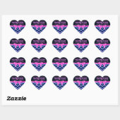 Kleurrijk Glitter Blauw Zigzag Chevron Patroon Hart Sticker (Vel)