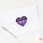Kleurrijk Glitter Blauw Zigzag Chevron Patroon Hart Sticker (Envelop)