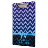 Kleurrijk Glitter Blauw Zigzag Chevron Patroon Klembord (Links)