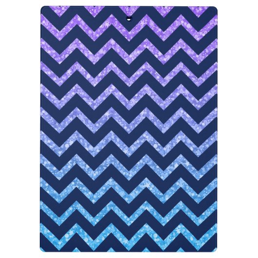 Kleurrijk Glitter Blauw Zigzag Chevron Patroon Klembord (Achterkant)