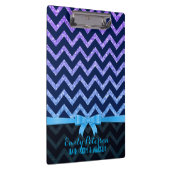 Kleurrijk Glitter Blauw Zigzag Chevron Patroon Klembord (Rechts)