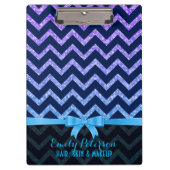 Kleurrijk Glitter Blauw Zigzag Chevron Patroon Klembord (Voorkant)