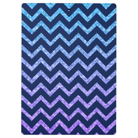 Kleurrijk Glitter Blauw Zigzag Chevron Patroon Klembord (Achterkant)
