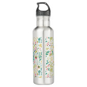 Kleurrijk glitterbloemen patroon met monogram waterfles (Achterkant)