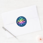 Kleurrijk Gloeiend Atom - hemelsblauw Ronde Sticker (Envelop)