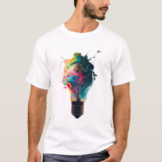 Kleurrijk-gloeilamp-ontwerp T-shirt