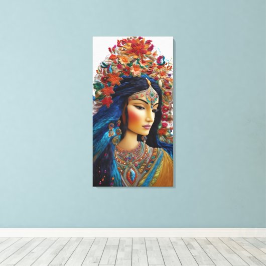 Kleurrijk Goddelijk Vrouwelijk Kunstwerk Canvas Afdruk (Insitu (Houten vloer))