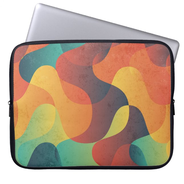 Kleurrijk  golf abstract patroon laptop sleeve (Voorkant)