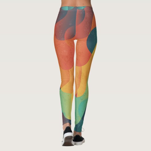 Kleurrijk  golf abstract patroon leggings (Achterkant)