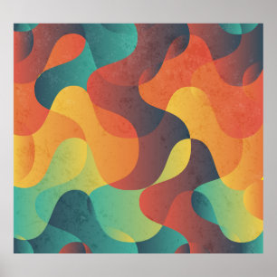 Kleurrijk golf abstract patroon poster