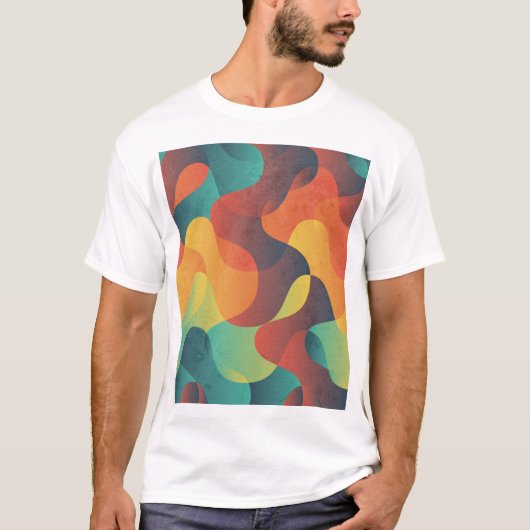 Kleurrijk golf abstract patroon t-shirt (Voorkant)