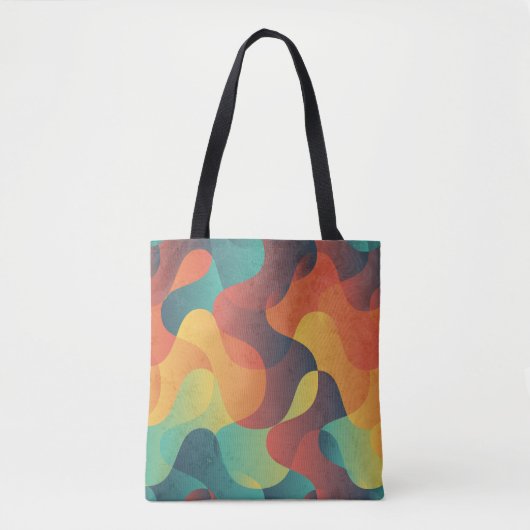 Kleurrijk  golf abstract patroon tote bag (Voorkant)